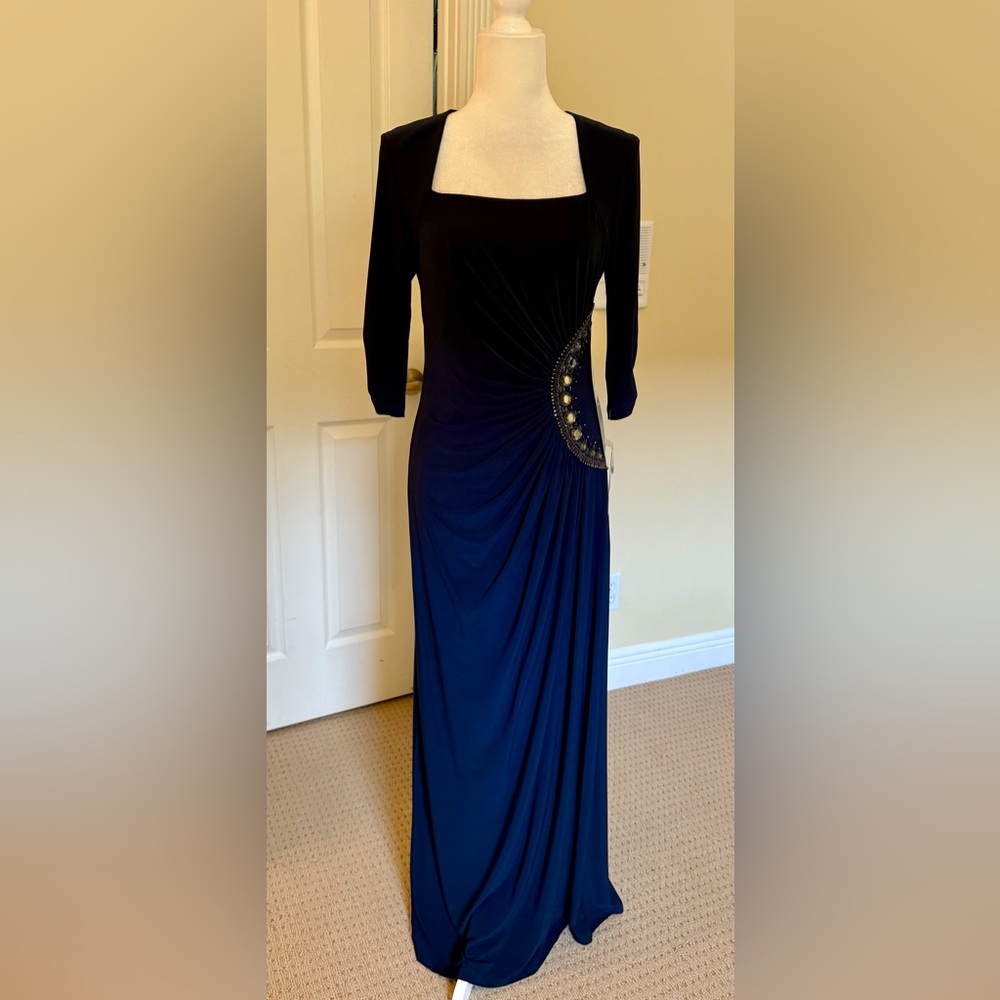NWT, Adrianna Papell - Elegant Navy Blue Dress with Embellished Detail